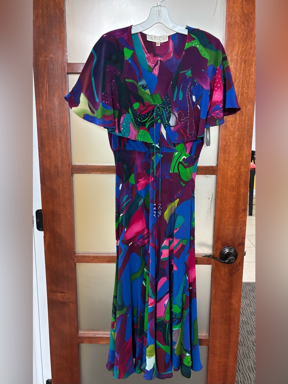 La Fuori Silk Flutter Sleeve Dress